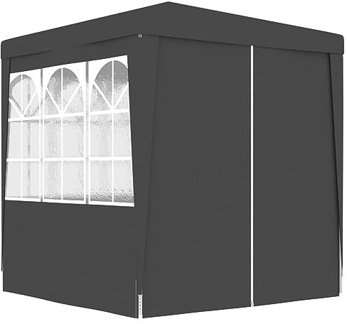 Gecheer Cenador profesional con paredes, 2 x 2 m, color antracita, 90 g/m², cenador de exterior, toldo, pérgola con tela, pabellón de jardín, carpa para fiestas, cenador para barbacoa, A48531