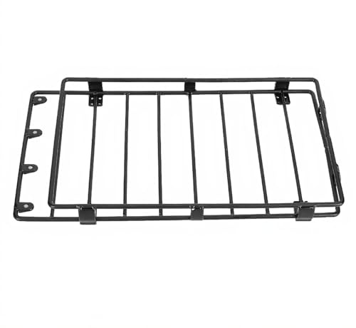 FAUOSWUK RC Car Roof Luggage Rack,Metal Roof Rack Luggage Carrier Roof Rack RC Car Accessory Fit for LC80 RC Car Model Roof Rack Accessories,Adjustable Base (Black)