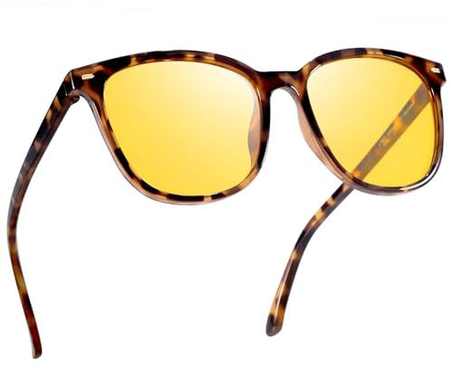 Myiaur Lunettes de vision nocturne pour femmes Lunettes polarisées anti-éblouissement Sécuritaires pour la conduite de nuit Lentilles carrées jaunes Réduisent l'éblouissement des phares