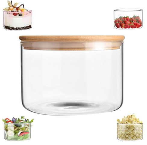 WodGod Premium Glass Trifle Bowl with Lid(120oz/3.5L) - Perfect for Desserts, Salads, and Food Storage - Stylish Clear Round Glass Container with Airtight Lid
