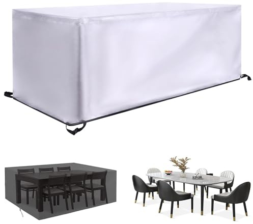Bache Salon de Jardin, 110x65x100cm Housse Salon De Jardin Imperméable 420D Oxford Housse Table de Jardin Bache de Protection Coupe-Vent Étanche pour Meuble Rectangulaire Anti-UV/Pluie/Poussière