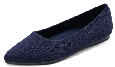 DREAM PAIRS Women's Knit Dress Pointed Toe Flats Ballet Comfort Soft Slip On Casual Flat Shoes for Work Office Business