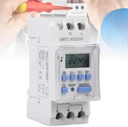 GOMETY - Temporizador digital semanal LCD, programable, 220 V, CA 25 A, con 18 programas de conmutación y función de cuenta regresiva para montaje