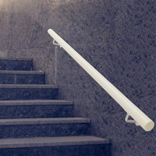 Wandhalterung Handlauf für Treppen, weißes Holz, rundes Geländer, Sicherheits-Stützstange, rutschfester Haltegriff, 30 cm bis 4,5 m