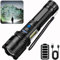 ZEUSFIRE Linterna LED recargable, 100.000 lúmenes, extremadamente brillante, linterna táctica con 7 modos de luz, zoom, IPX7, resistente al agua, para camping, senderismo, exterior