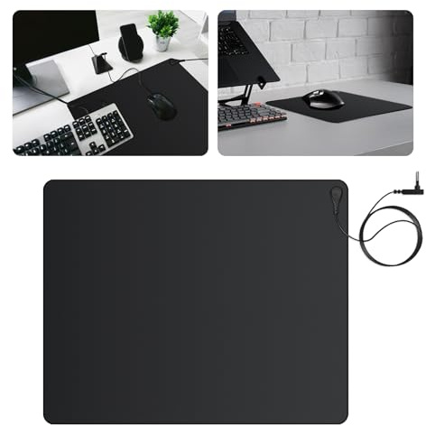 Urvoix Grounding Mat for Feet, 11 x 13 Earth Mat Grounding Pad for Bed, Grounding Mat Kit for Desk, Improve Sleep, Supports Energy, Relieve Anxiety w/ 15 Foot Cord & Conductive Test Pen