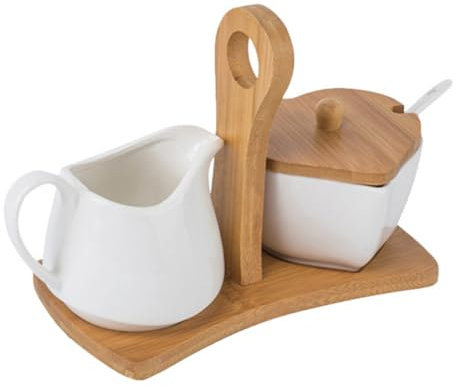 Garneck Juego De Azucarero y Salero De Porcelana Jarra De Leche y Bandeja Estable, Contenedores Para Salsa y Crema, Para Uso En Cocina y Obsequio