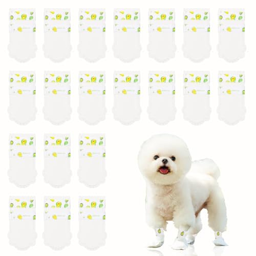 HotoPink Stivali usa e getta per cani per zampe ferite, 20 pezzi, scarpe impermeabili per animali domestici con benda, protezione per zampe usa e getta, per smettere di leccare per passeggiate al