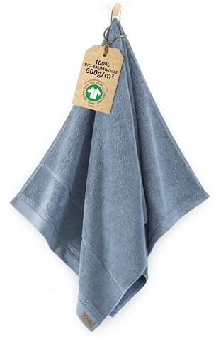 ZWOLTEX - Premium Duschhandtuch Groß 100x150 [650 g/m²], 100% Bio Baumwolle GOTS Zertifizert, ÖKO-TEX, Ultra Weich & Saugfähig, Handtücher Blau, Queen Collection - 1 Stück