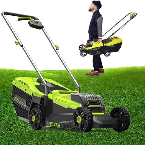 Cortacésped inalámbrico, cortacésped eléctrico, cortadora de césped con baterías de 4000 mAh, depósito de césped grande de 30 L, ancho de corte de 32 cm, 3 alturas de corte ajustables, para patios y