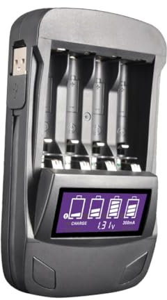 POPETPOP USB Smart Four-slot Battery Charger Lcd Display for Aa Aaa Batteries Adapter for Home Use Smart Charger Voltage Display