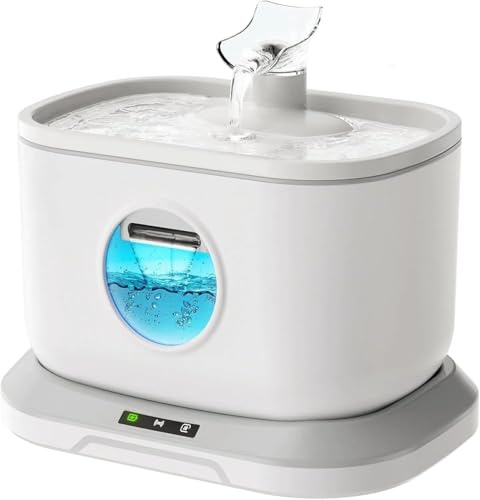 Trinkbrunnen für Katze Kabellos 2.6L/88Oz, batteriebetriebene Wasser Brunnen für Katzen - Trinken mit 3 Modi & 180° Motion Sensor, 23dB leise automatische Wasserspender für Hund, Haustier (Weiß)