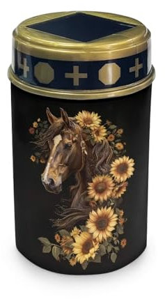HUGS IDEA Luces solares de cementerio de caballos de girasol para tumba, linterna conmemorativa impermeable para cementerio, decoración de tumba alimentada por energía solar con LED para jardines