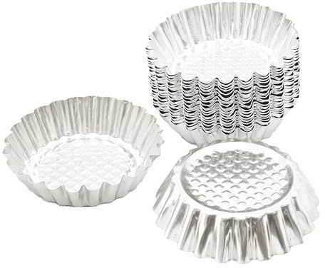 pson 20Pcs 3.75 Inch Egg Tart Molds, Non-Stick Aluminum Mini Tart Pans for Baking Tarts, Pies, Cupcakes, Muffins, Pudding, and Desserts