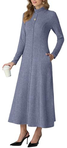 GRECERELLE Womens Maxi Dress Turtleneck Long Sleeve Fall Winter Elegant Casual Daily Work Date Lounge Stretchy Long Dresses for Ladies with Pockets