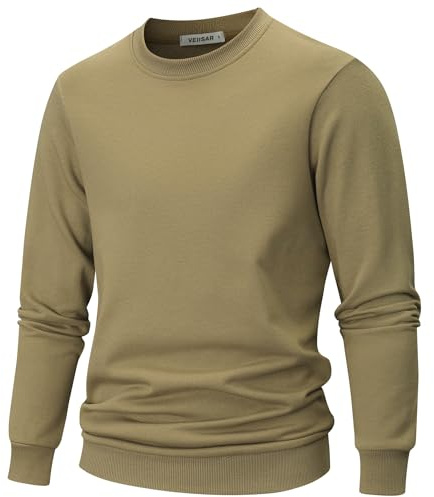 VEIISAR Sweatshirt Herren Langarm aus weicher Baumwolle - 310g Bequemer Pullover mit Rundhals für Herbst und Winter