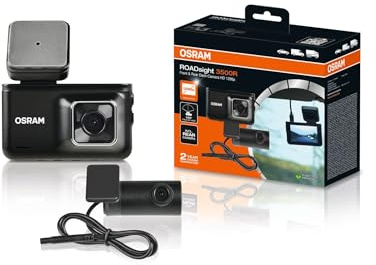 Osram ROADsight 3500R Dash Camera avec caméra de recul, 1296p HD, écran 3 Pouces, Grand Angle 140°, accéléromètre, 30 IPS, Mode stationnement, Fonction HDR, Prise en Charge de la Carte SD, 12/24 V