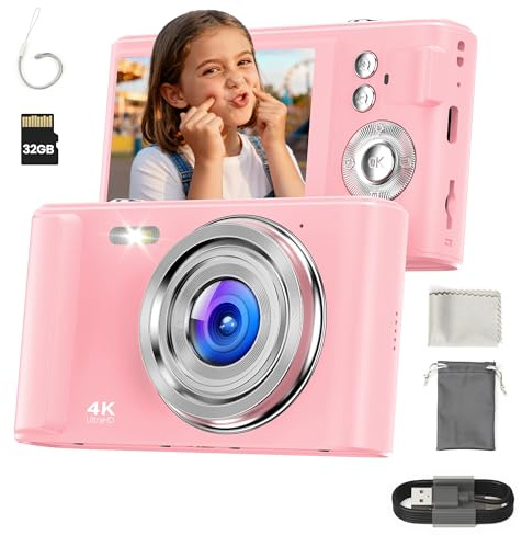 Appareil Photo Numérique Compact: 16X Zoom 48MP Digital Camera - Appareils Numérique Enfant 1080P Camera Vlog - Appareil Photo Numérique Ado avec 32Go Carte pour Adolescents Débutants Rose