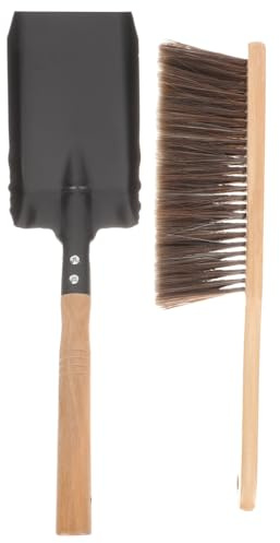 Toyvian Ensemble D'outils De Cheminée Brosse à Poussière Manche En Bois Et Pelle En Fer, Taille Compacte Et Légère, Nettoyage Maison Et Salon, Set Pratique De Brosse Et Pelle