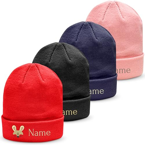 my STITCHERY Kindermütze mit Namen oder Motiv Bestickt - Personalisierte Beanie für Kinder aus doppellagigem Strick als außergewöhnliche Geschenkidee