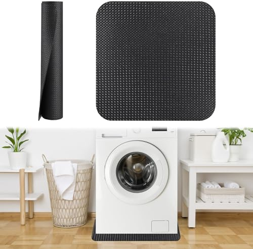 Yunlaishaocer Tapis Anti-Vibration Antidérapant 2 en 1,60x60 cm,Protection Sol Silicone Multifonctionnel pour Machine à Laver,Sèche-Linge,Lave-Vaisselle, Réfrigérateur,Résistant Eau,Bac Égouttement