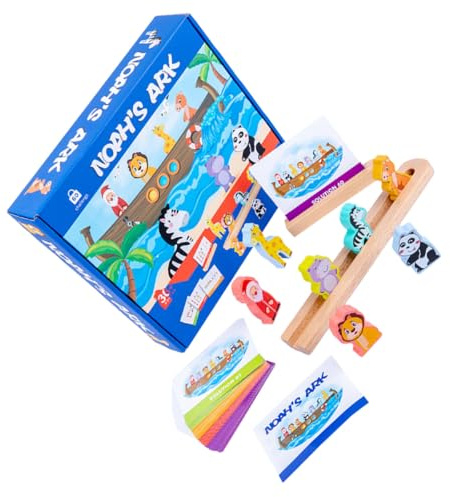 TOBBOMEY Juego de Bloques de Construcción Educativos de Madera para Arca de Noé Diseño Seguro y Esquinas Lisas Rompecabezas Lógico para Desarrollo Cognitivo y Pensamiento Infantil