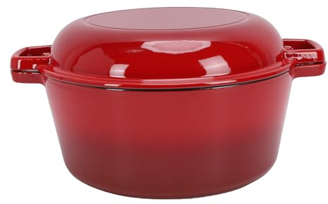 Fdit Four Hollandais en Fonte de 5 QT avec Couvercle de Poêle, Répartition Uniforme de la Chaleur pour Braiser les Ragoûts et les Fritures, Marmite Allant au Four pour les Repas de