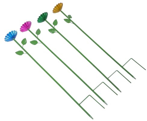 Milisten Set 4 Mangiatoie per Api a Forma di Fiore in Ferro con Picchetto da Giardino, Stazione di Irrigazione Esterna per Colibrì e Farfalle, Tazze Acqua e Ciotole per Cibo Uccelli