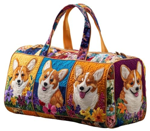de Deporte – Algodón | Acolchada | de Viaje Acolchada Estilo Hippie – Boho Weekender con gráficos de Cachorros para Viajes de Fin de Semana, Yoga, natación, clínica, de