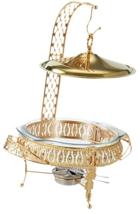 PIXZCSA Chafing Dish Buffet Set, vielseitig einsetzbar und optimal für Catering Veranstaltungen, Obstbuffet Serviergerät mit Hängedeckel, Servierplatte aus Glas und Metall