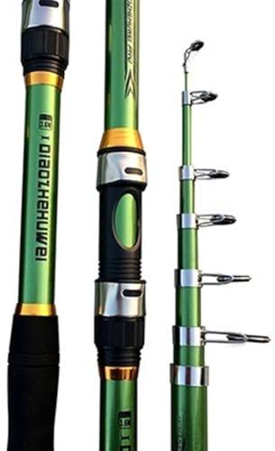 Telescopic Fishing Rod 2.1M -3.6M Carp Fishing Rod Feeder Hard FRP Carbon Fiber Telescopic Pole(Green,3.6 m)