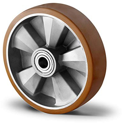 Rueda de poliuretano 200 mm para transpaleta con rodamiento de bolas, diámetro 20 (200-20-52)