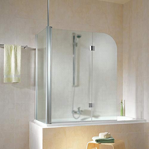 Schulte D81102 41 56 12 5 Duschabtrennung mit Seitenwand Garant für Badewanne, 6 mm Sicherheitsglas Carré, 117 x 140 x 75 cm, chromoptik, Montage links