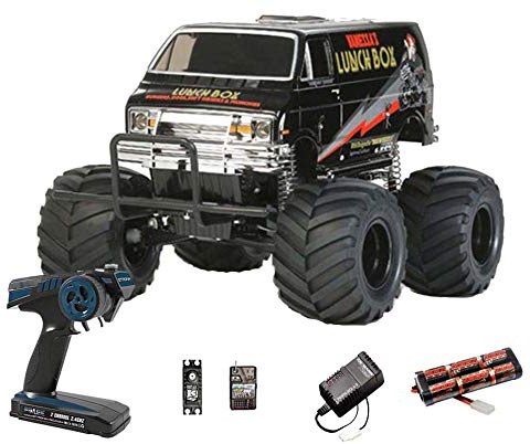 Tamiya RC 58546 Lunch Box Black Edition 1:12 Standard Wheel Radio Bundle