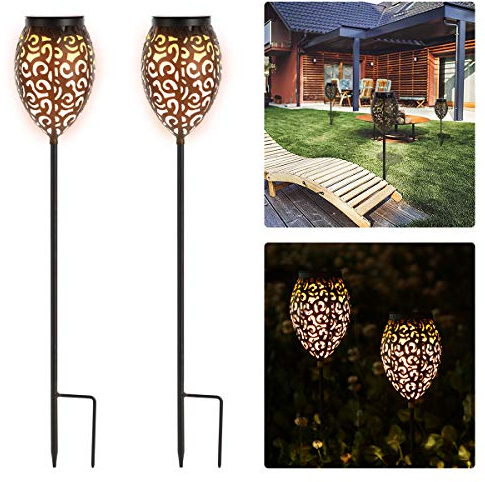 Görvitor Solarleuchten Garten, LED Warmlicht Solarlampen für Außen Garten, 69CM Gartenleuchten IP65 Wasserdicht, Solarleuchten für außen Vintage Deko Terrasse Rasen Wegeleuchten (Metall)