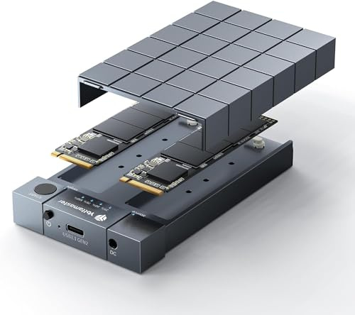 Yottamaster Dual bay NVMe SSD Enclosure- Supporta la clonazione Offline, USB 3.1 Gen2 Type-C Adattatore M.2 PCIe per 2230/2242/2260/2280 NVMe SSDs