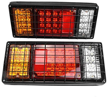 Ejoyous Universal LED Tail Revers Light, 2PCS 12V 40LEDs Vehicle Tail Brake Light with Steel Net Cover for Trailer Truck Boat