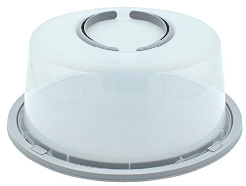 Möbelbörse Tortenhaube Kuchenbox Kuchenhaube Tortenbutler Kuchen Behälter Tortenglocke Rund Ø34cm (Grau)