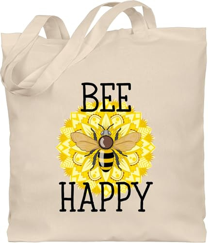 Shirtracer - Baumwolltasche - Tiere Meerschweinchen Hase & Co. - Bee happy - schwarz