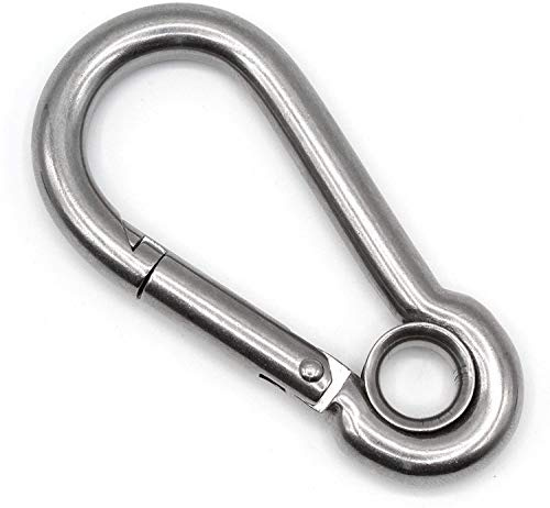 Constrabo | 2x mosquetones con ojo de 100x10mm, similar norma DIN5299C| Gancho de resorte de acero galvanizado con una capacidad de carga de 350kg, mosquetón con guardacabo, mosquetón ojo cerrado