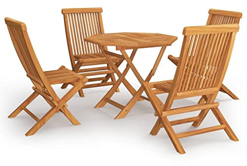 vidaXL Teak Massiv Gartenmöbel Set 5-TLG. Klappbar Gartengarnitur Sitzgruppe Gartenset Sitzgarnitur Gartentisch Gartenstuhl Tisch Stühle