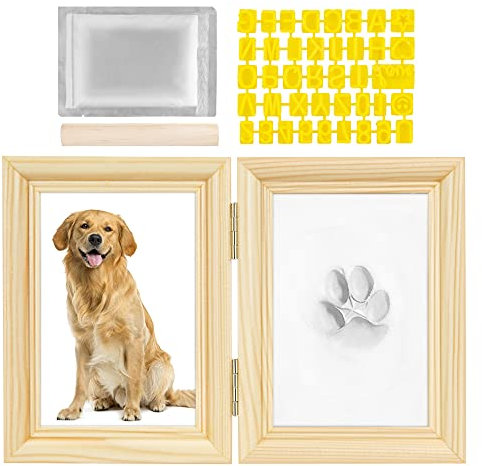 Nasjac Pfotenabdruck Set Hund Katze - Andenken-Set für Handabdruck und Fußabdruck Baby, DIY Pfotenabdruck Set Hund mit Buchstaben und Zahlen, Erinnerungsfotorahmen als Geschenk für Hundebesitzer