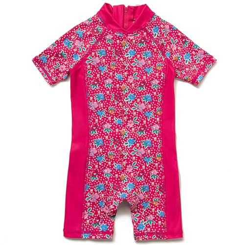 BONVERANO Traje baño bebé protección Solar UPF 50+ Cierre Cremallera (Flor 2, 24-36 Meses)
