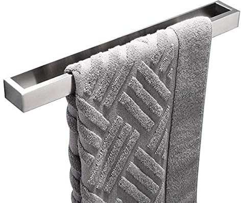 Flybath 40 cm Handtuchhalter Bad Wand SUS 304 Edelstahl Handtuchstange Badetuchhalter Selbstklebend Ohne Bohren, Gebürstetes Silber