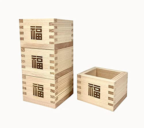 Sake-Becher aus Holz, japanisches Hinoki-Holz, Saki-Box, hergestellt in Japan, Hinoki-Holz, Zypresse, Sake-Box, Aufbewahrungsbox, unlackiertes Holzgehäuse, 10 Stück (Segen)