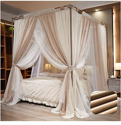 ZYYWX Doseles para Camas Mosquitera Doble Tipo Suelo De Algodón Y Lino, para Toldos De Cama De 150-200 Cm, Fuerte Capacidad De Carga del Soporte De Aleación De Aluminio De Grano De Madera