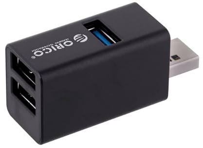 Orico Mini Hub USB 3.1 Gen1 | Pequeño hub sin Cable | 2* Puertos USB 2.0, 1* USB 3.1 5 Gbit | hub para portátil, TV, Teclado, ratón de Ordenador, Adaptador Bluetooth | Negro