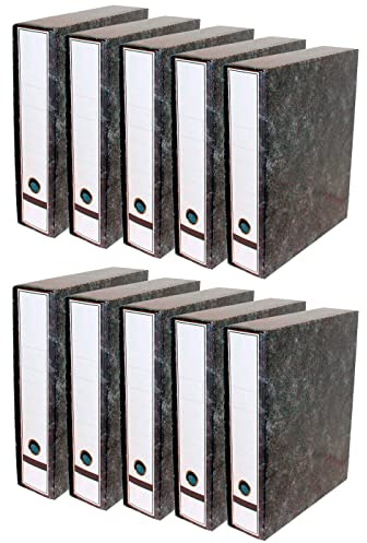 AC - Pack de 10 Archivadores A-Z con Caja, Fabricado en cartón, Guardar, archivar u ordenar los Documentos (Negro, 35 x 8 x 29 cm)