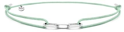 Nato Cuff - Bracelet Links Argent 925 et Nylon - Fait Main en France - Ajustable- Bijou Homme ou Femme (Vert)