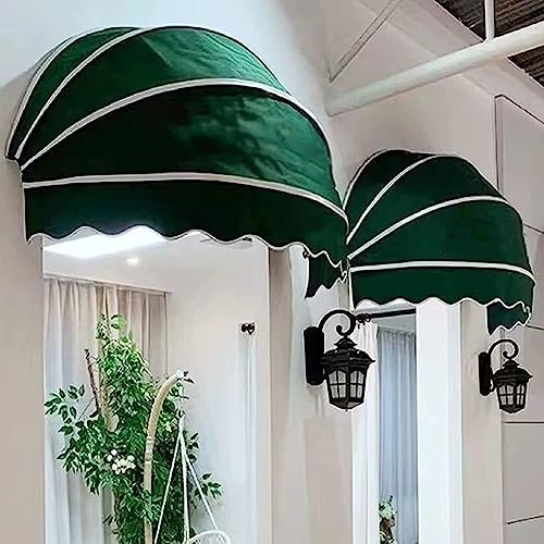 DAZULI Ventana Y Puerta Toldo, Plegable Redondo Pabellón Cubrir Ultravioleta Bloquear Sombrilla, Poliéster Tela Decorativo Doselera, Robusto Galvanizado Marco, Fácil A Instala(Size:90cm,Color:Verde)